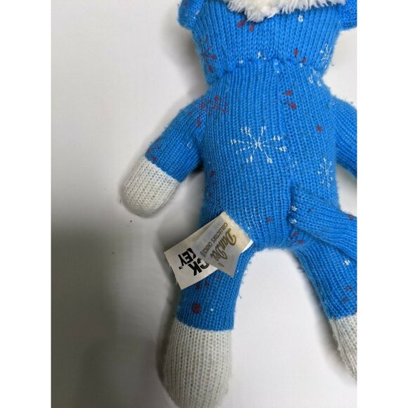 Dan Dee 8 Inch Blue Knit Sock Monkey Plush With Snowflakes & Santa Hat Christmas - Picture 4 of 8